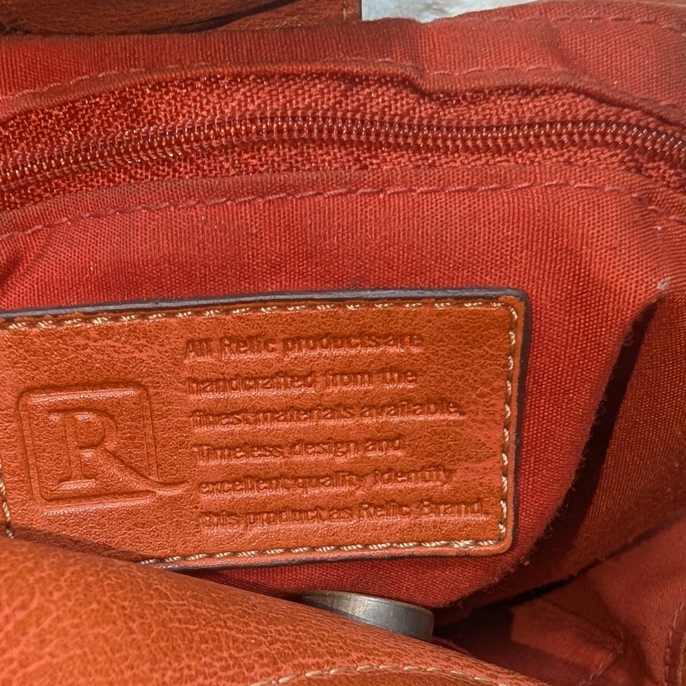 Vintage Relic Burnt Orange Leather Handbag Purse Tote - Picture 4 of 7
